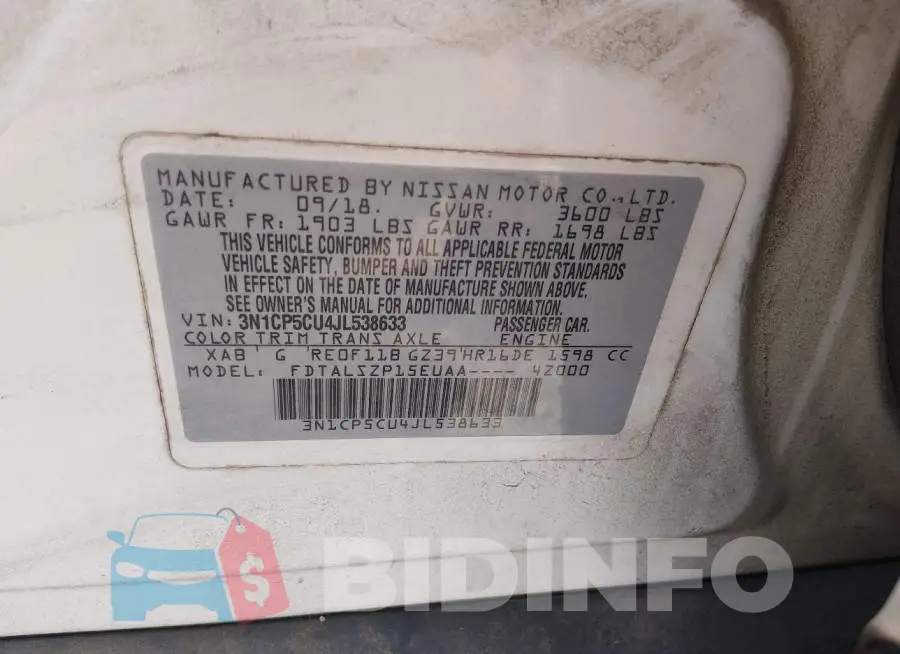 3N1CP5CU4JL538633 Photo# 9