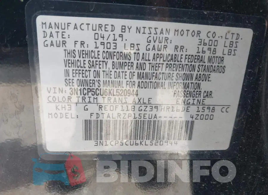 3N1CP5CU6KL520944 Photo# 9