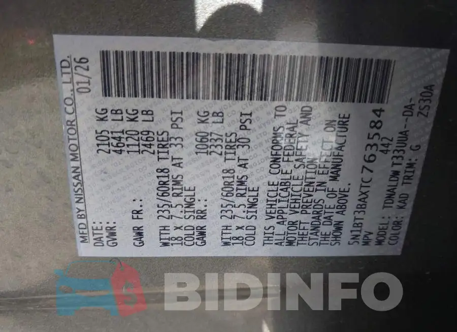 5N1BT3BAXTC763584 Photo# 9