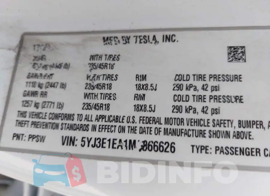 5YJ3E1EA1MF866626 Photo# 9