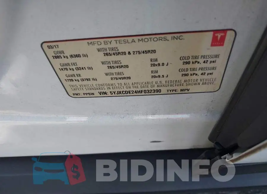 5YJXCDE24HF032390 Photo# 9