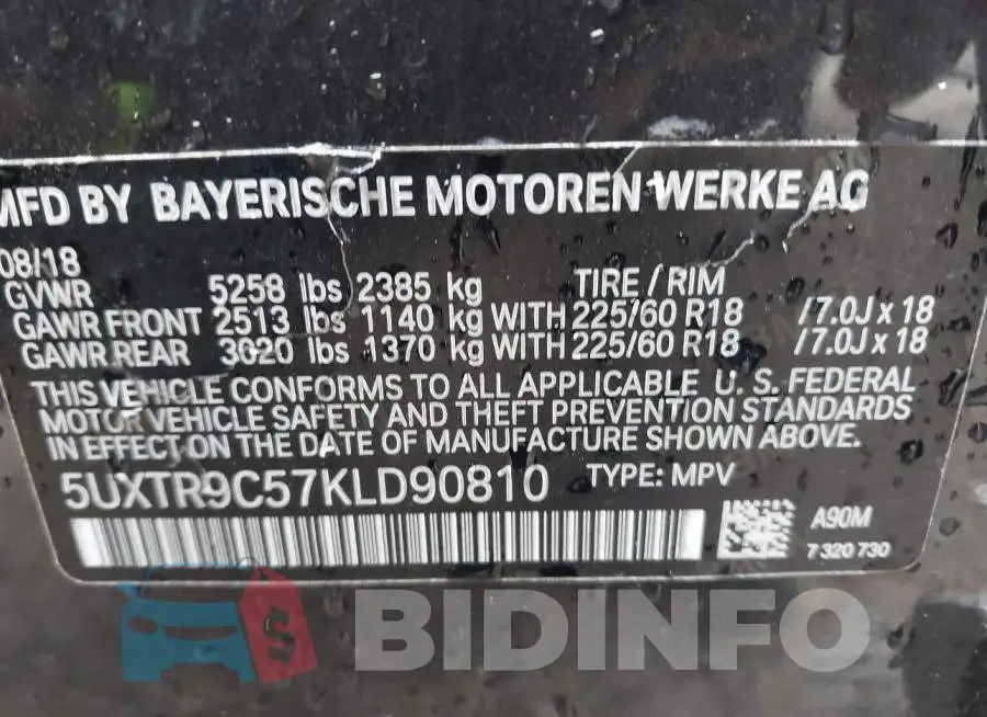 5UXTR9C57KLD90810 Photo# 9
