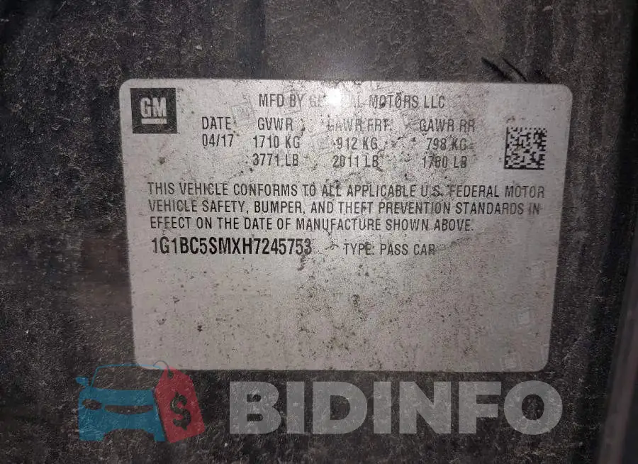 1G1BC5SMXH7245753 Photo# 9