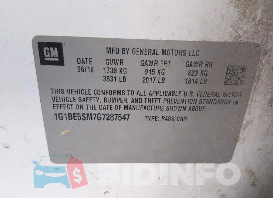 1G1BE5SM7G7287547 Photo# 9