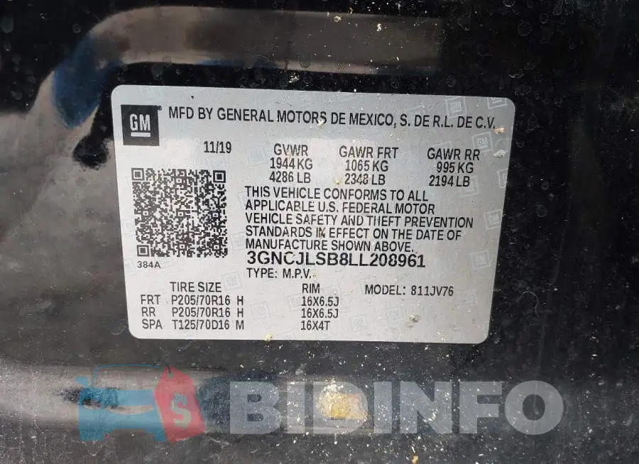 3GNCJLSB8LL208961 Photo# 9