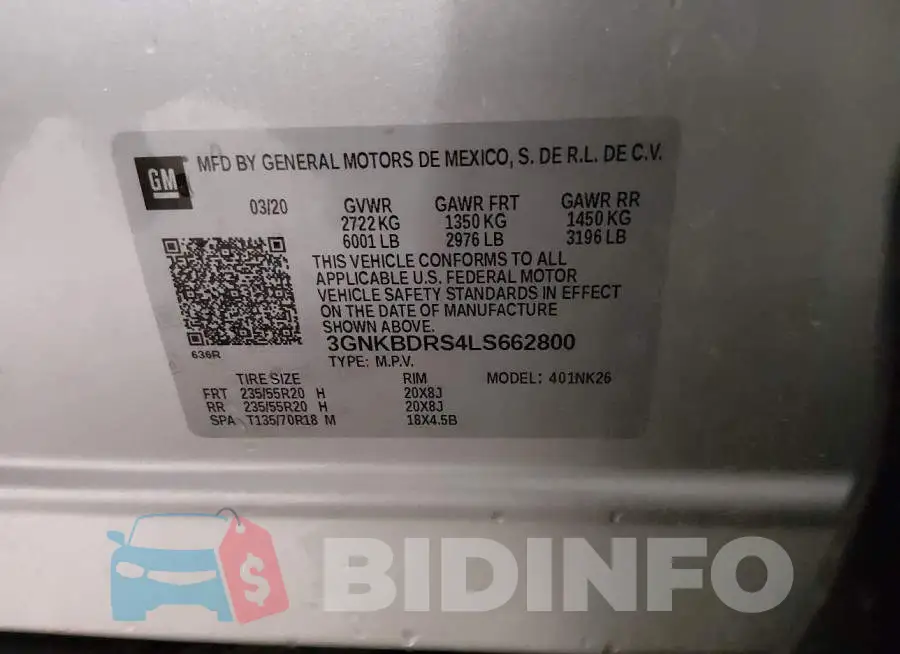 3GNKBDRS4LS662800 Photo# 9