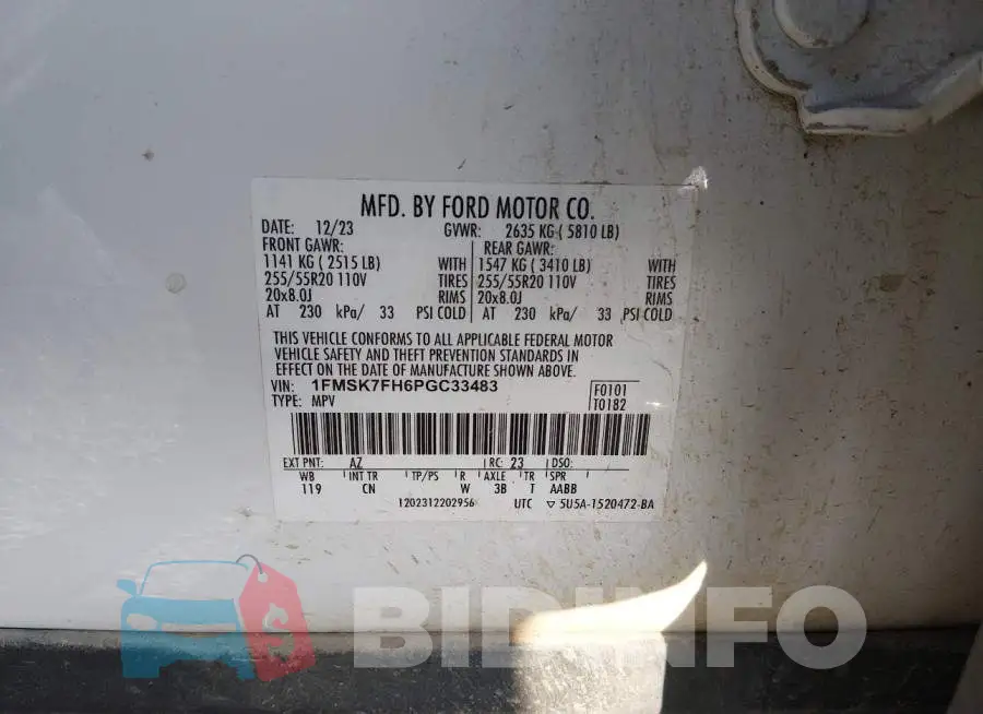 1FMSK7FH6PGC33483 Photo# 9