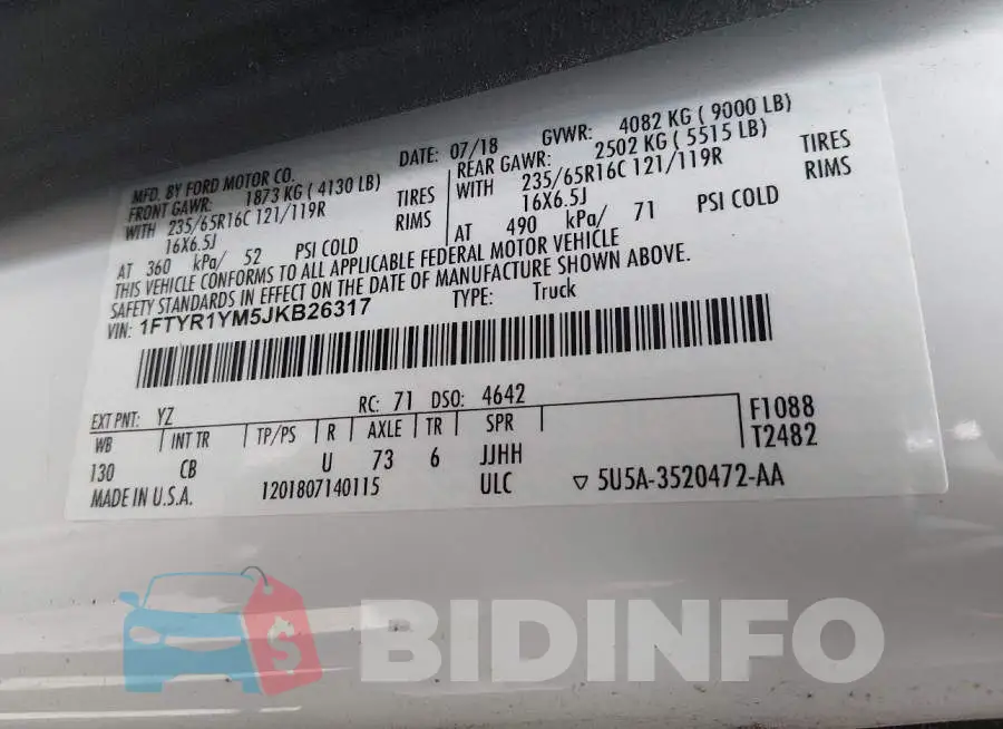 1FTYR1YM5JKB26317 Photo# 6