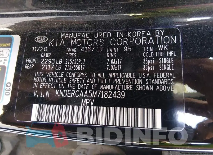 KNDERCAA5M7182439 Photo# 9