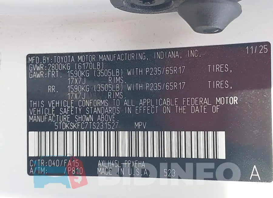 5TDKSKFC7TS231527 Photo# 9