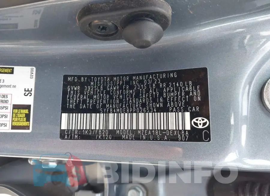 5YFB4MDE8PP026534 Photo# 9