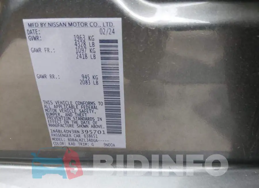 1N4BL4DV3RN395701 Photo# 9