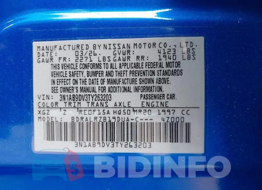 3N1AB9DV3TY263203 Photo# 9