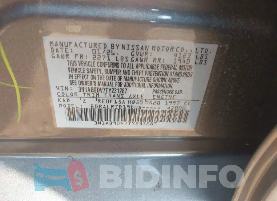 3N1AB9DV7TY231287 Photo# 9