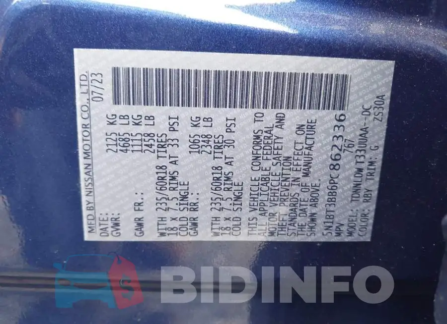 5N1BT3BB6PC862336 Photo# 9