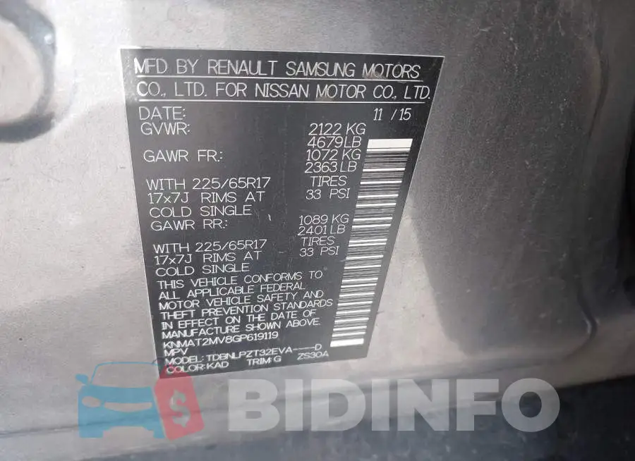 KNMAT2MV8GP619119 Photo# 9