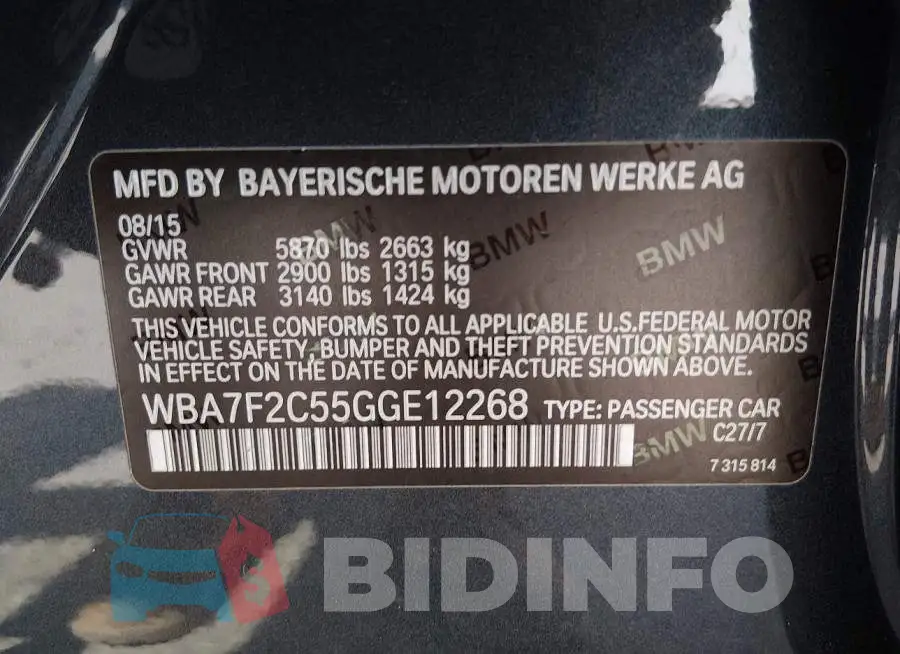 WBA7F2C55GGE12268 Photo# 9