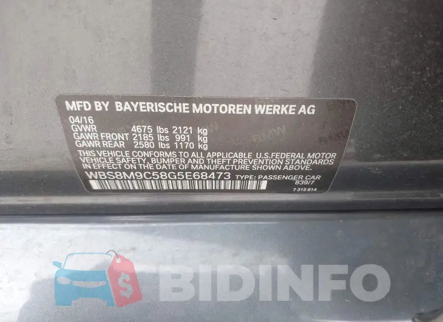 WBS8M9C58G5E68473 Photo# 9
