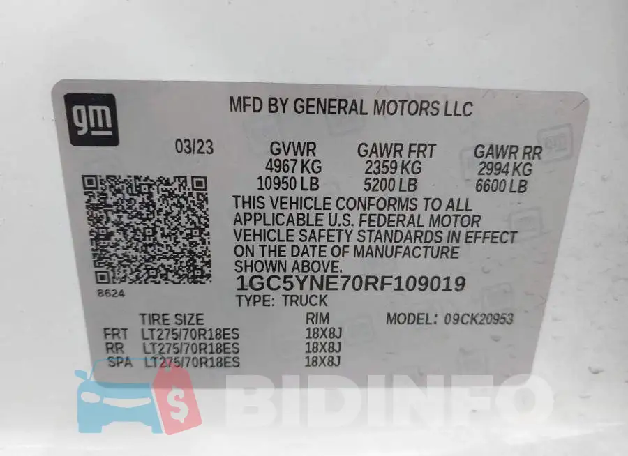 1GC5YNE70RF109019 Photo# 8