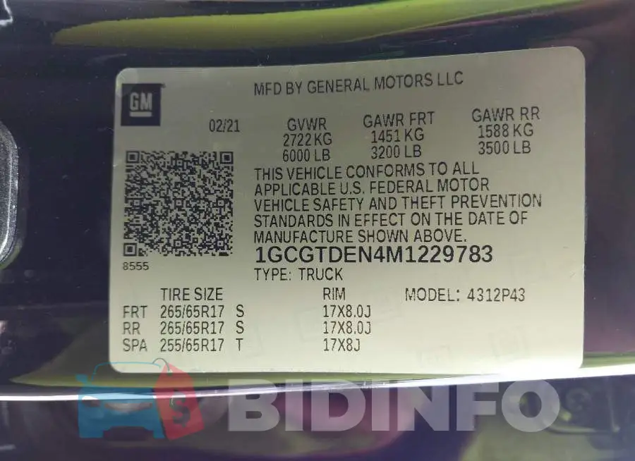 1GCGTDEN4M1229783 Photo# 9