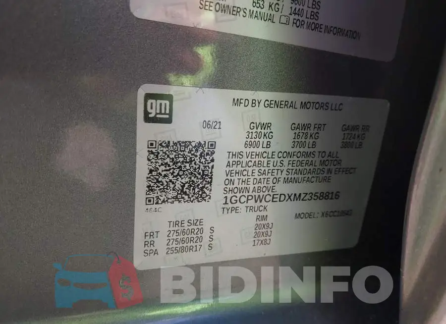 1GCPWCEDXMZ358816 Photo# 9