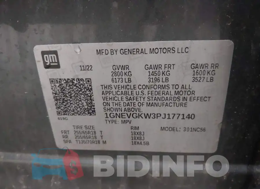 1GNEVGKW3PJ177140 Photo# 9