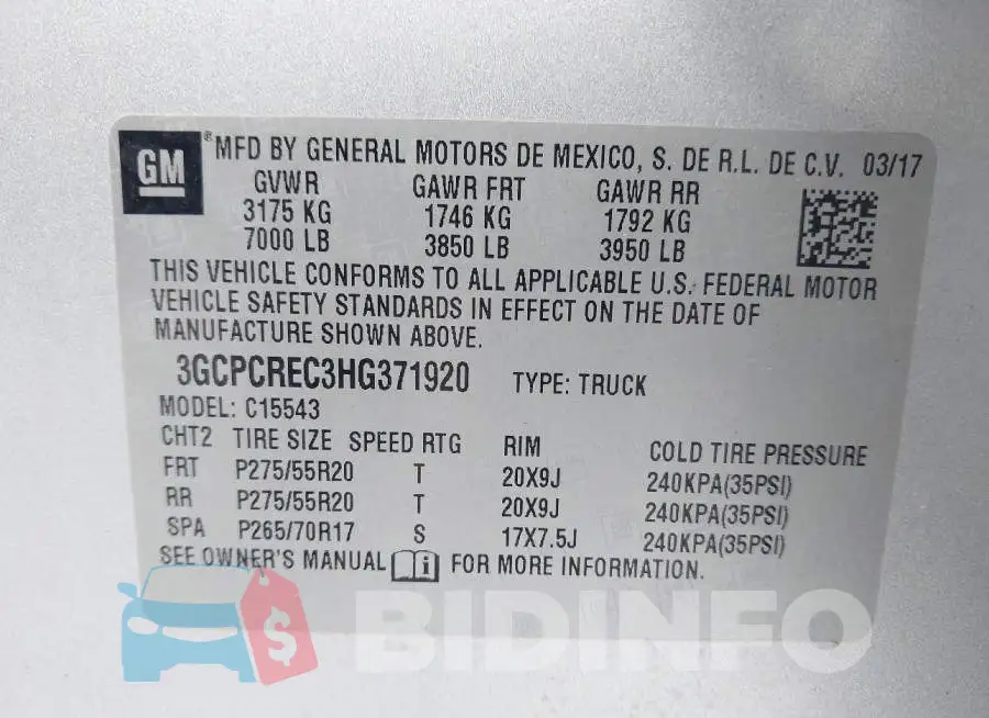 3GCPCREC3HG371920 Photo# 9
