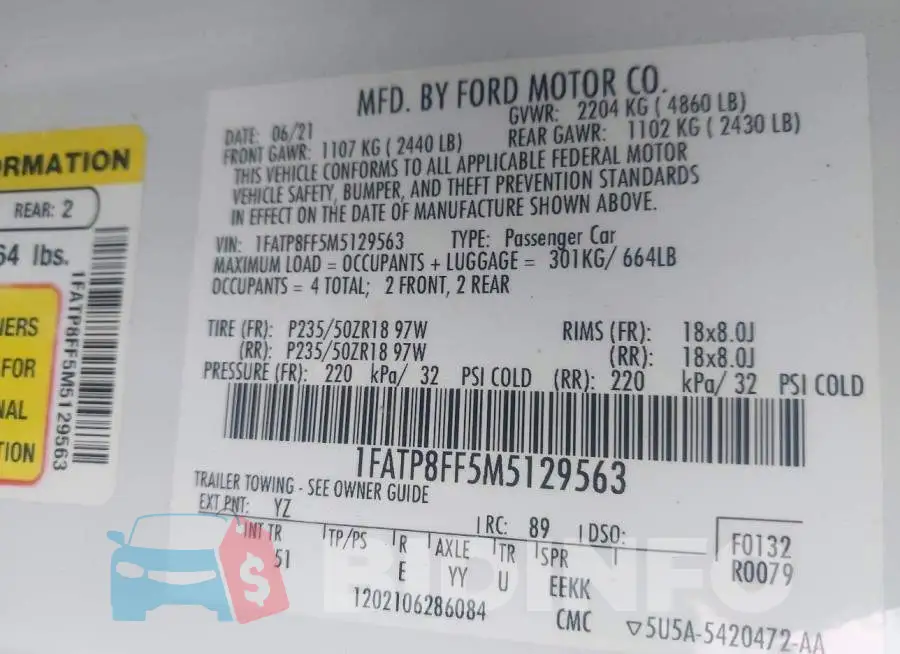 1FATP8FF5M5129563 Photo# 9