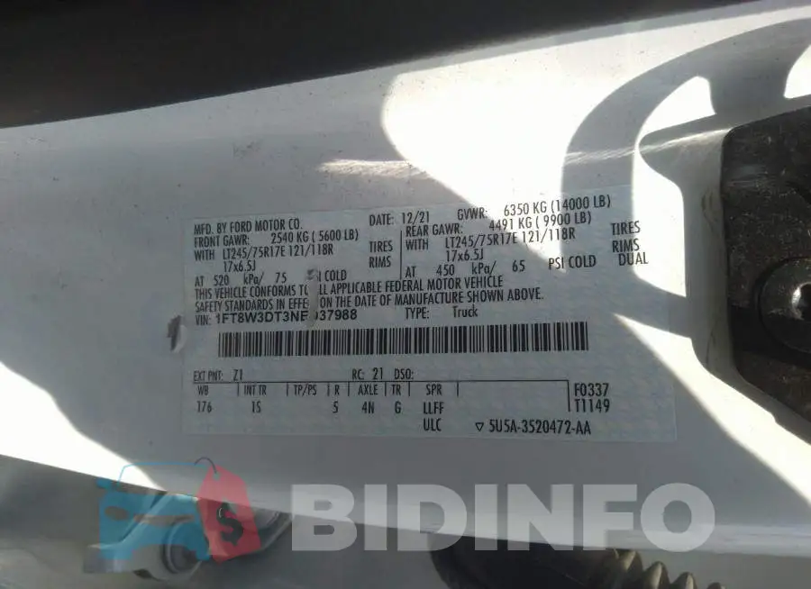 1FT8W3DT3NED37988 Photo# 9