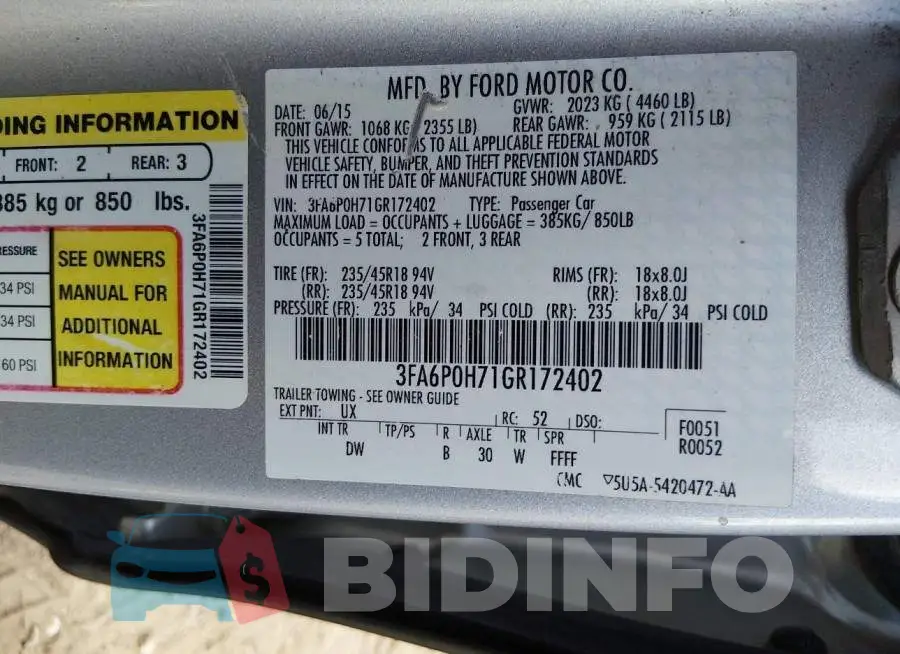 3FA6P0H71GR172402 Photo# 9