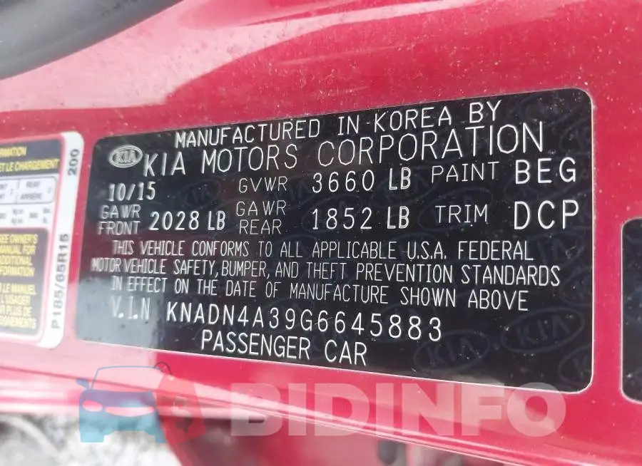 KNADN4A39G6645883 Photo# 9