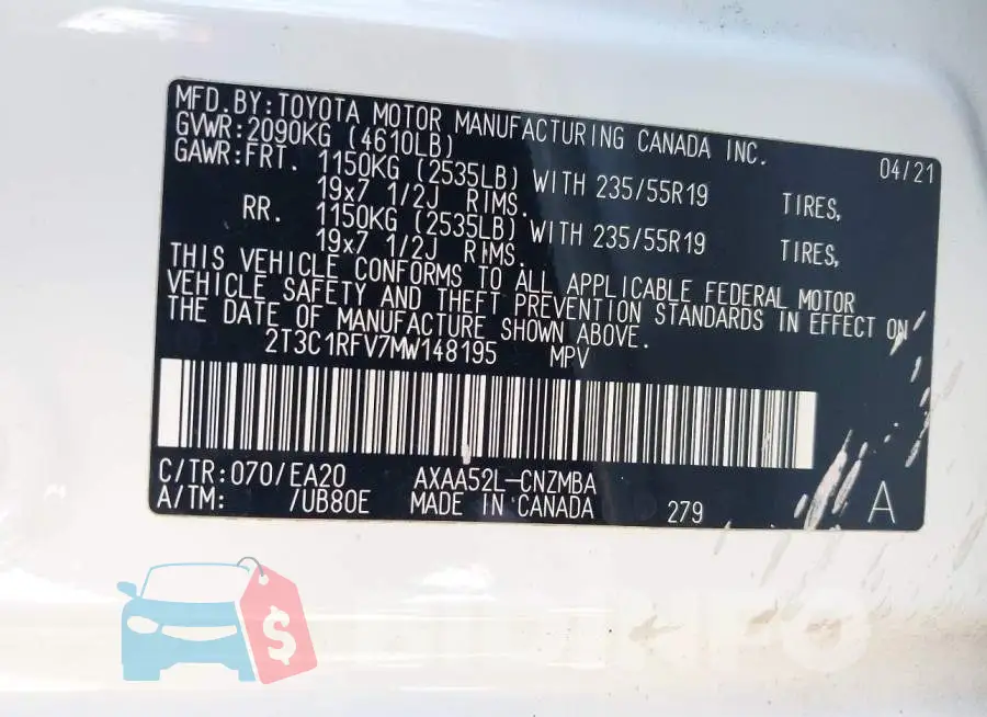 2T3C1RFV7MW148195 Photo# 9