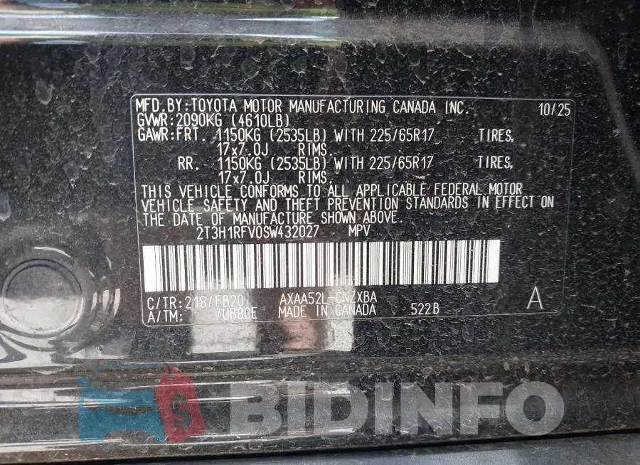 2T3H1RFV0SW432027 Photo# 9