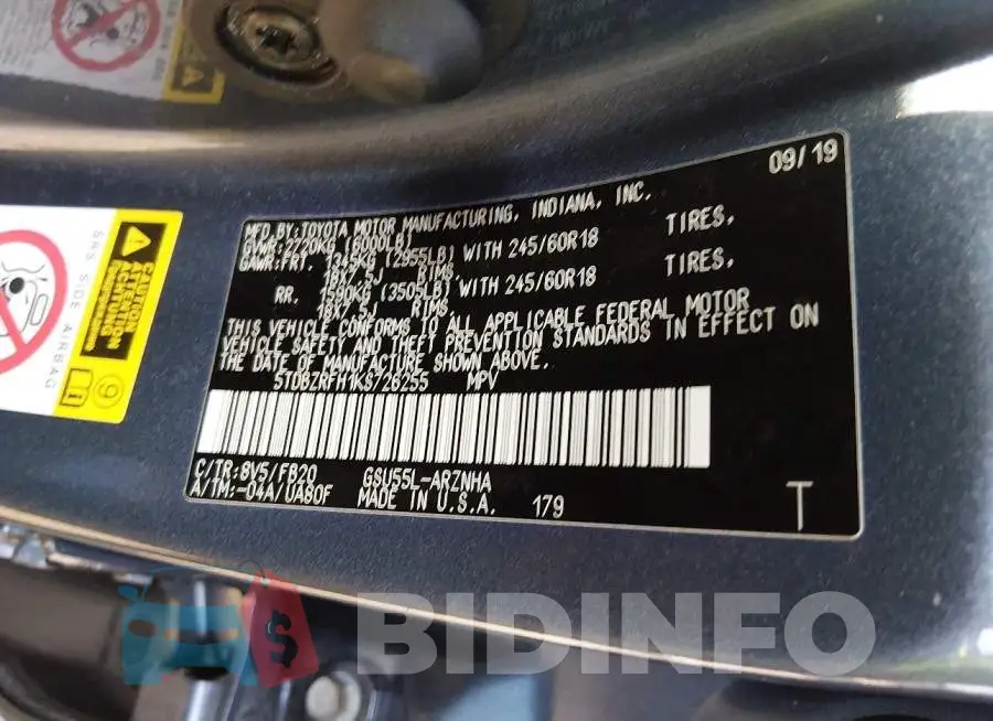 5TDBZRFH1KS726255 Photo# 8