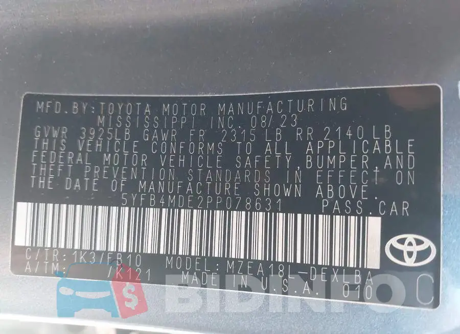 5YFB4MDE2PP078631 Photo# 9
