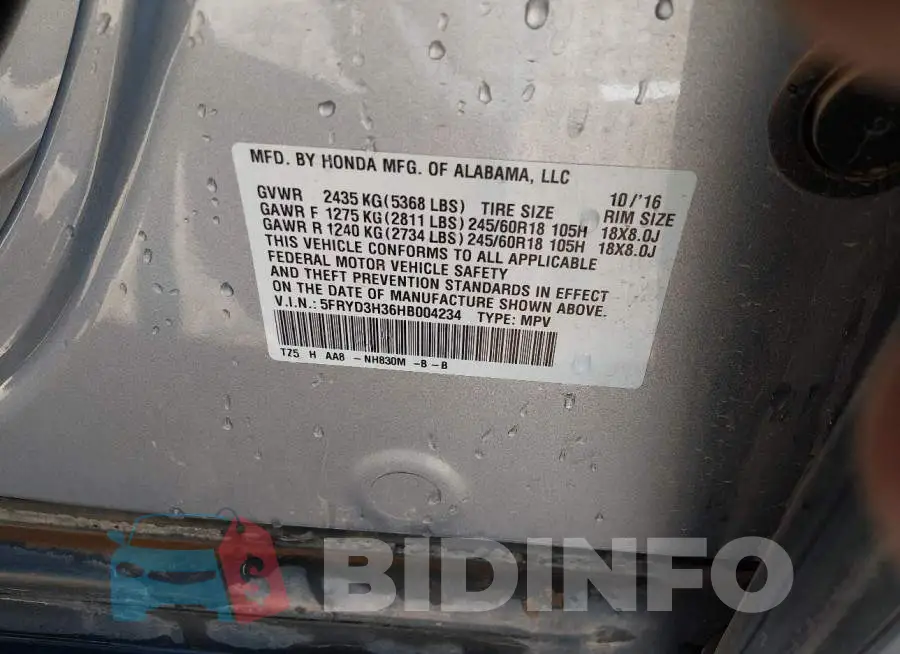 5FRYD3H36HB004234 Photo# 9