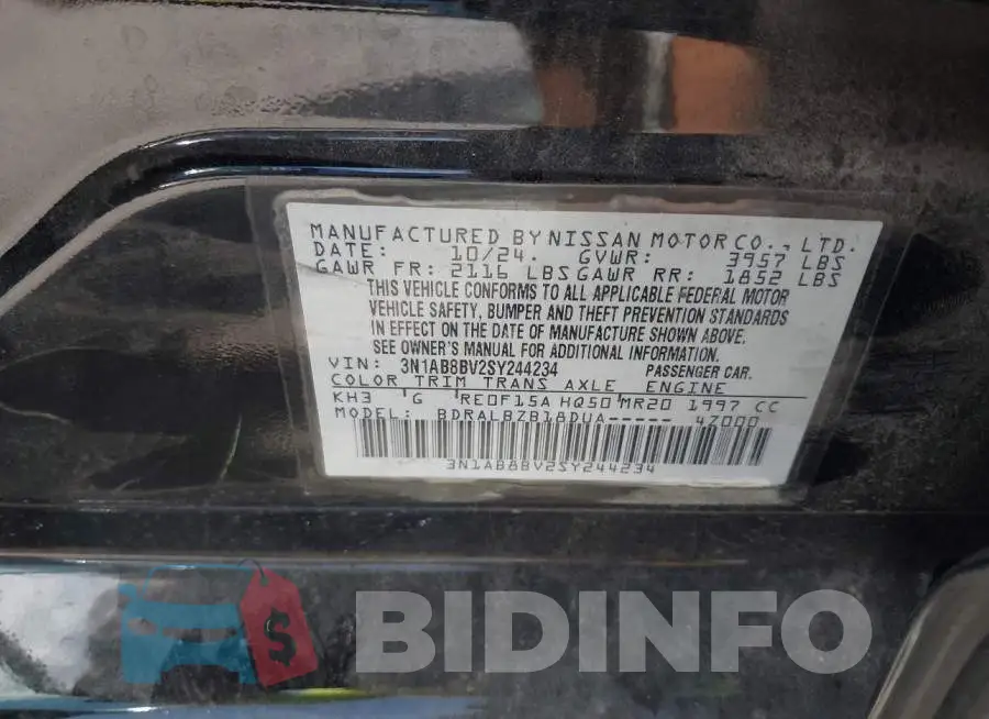 3N1AB8BV2SY244234 Photo# 9