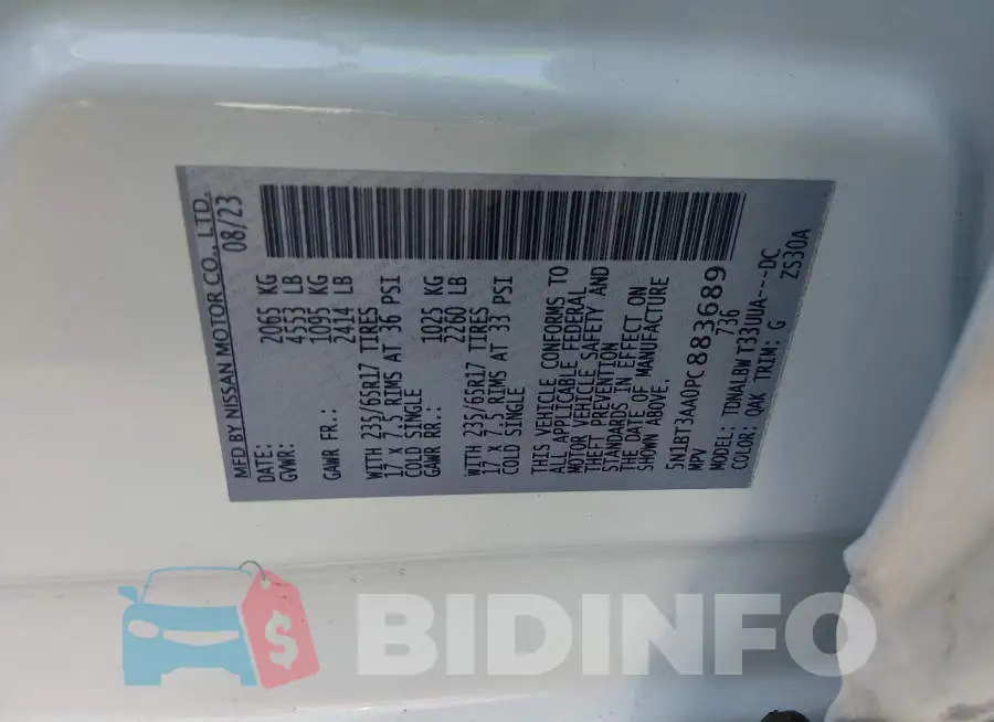 5N1BT3AA0PC883689 Photo# 9