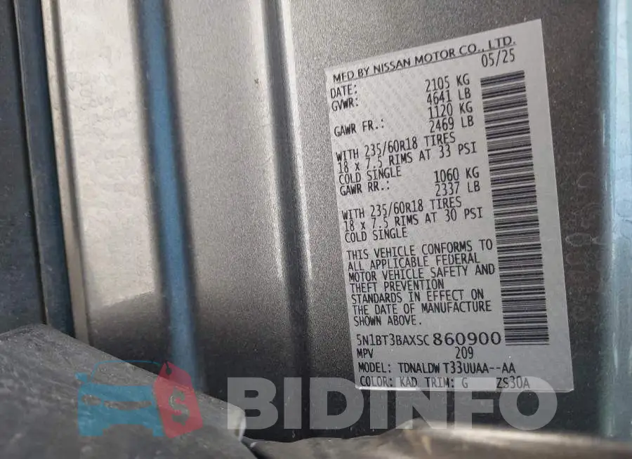 5N1BT3BAXSC860900 Photo# 9