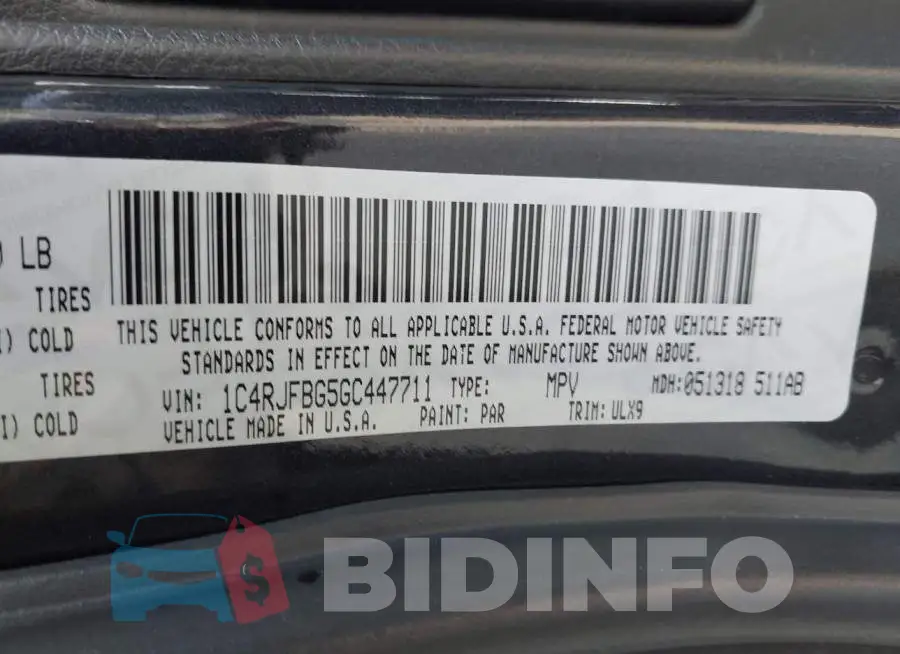1C4RJFBG5GC447711 Photo# 9
