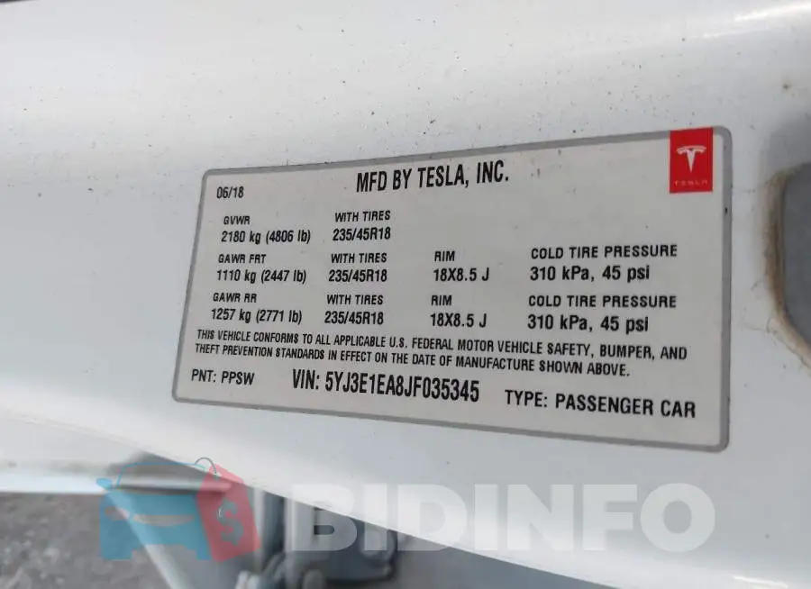 5YJ3E1EA8JF035345 Photo# 9