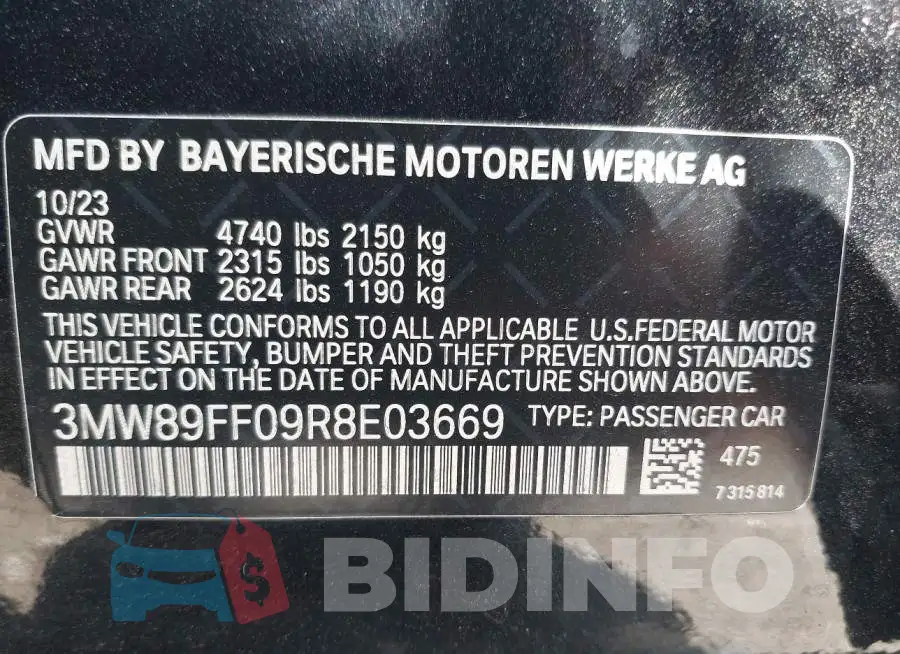 3MW89FF09R8E03669 Photo# 9