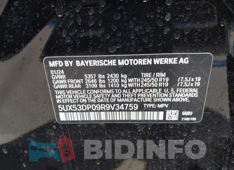 5UX53DP09R9V34759 Photo# 9