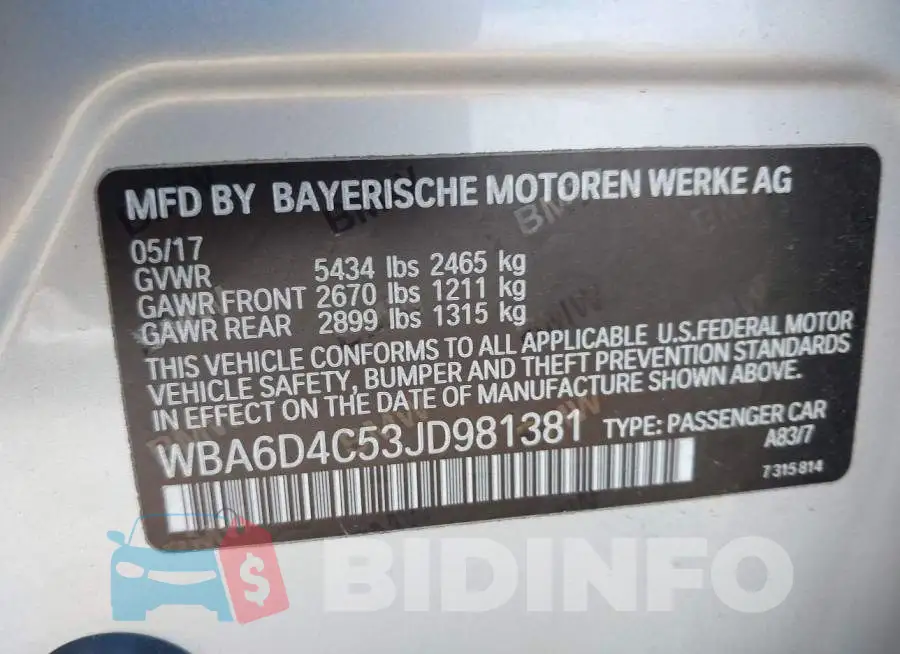 WBA6D4C53JD981381 Photo# 9