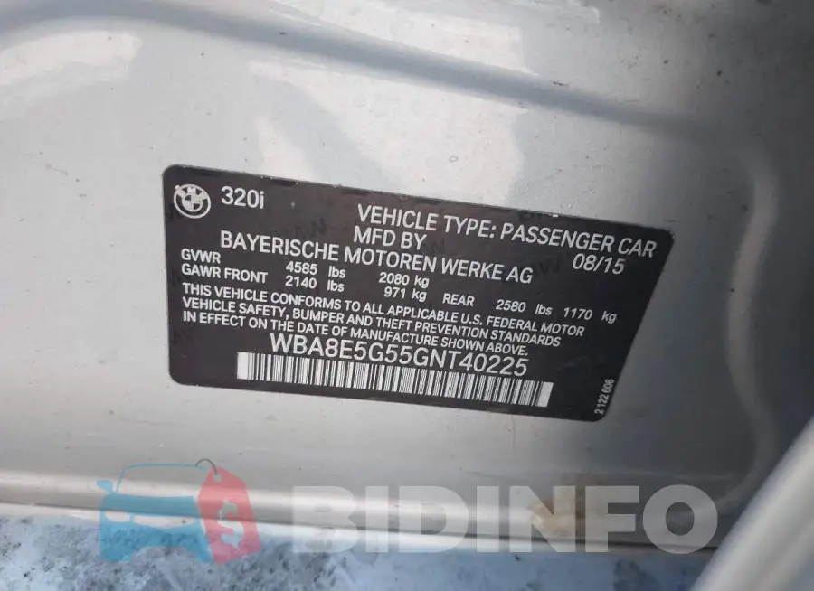 WBA8E5G55GNT40225 Photo# 9