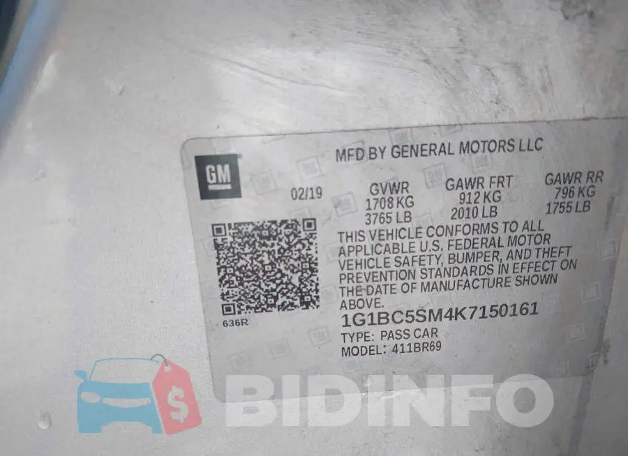 1G1BC5SM4K7150161 Photo# 9