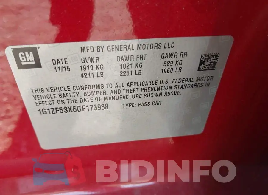 1G1ZF5SX6GF173938 Photo# 9