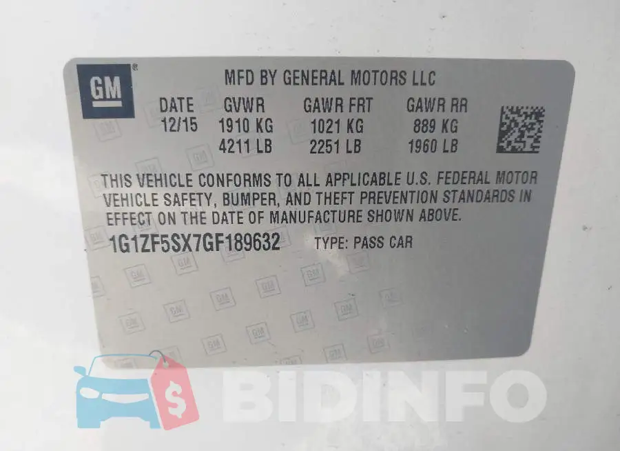 1G1ZF5SX7GF189632 Photo# 9
