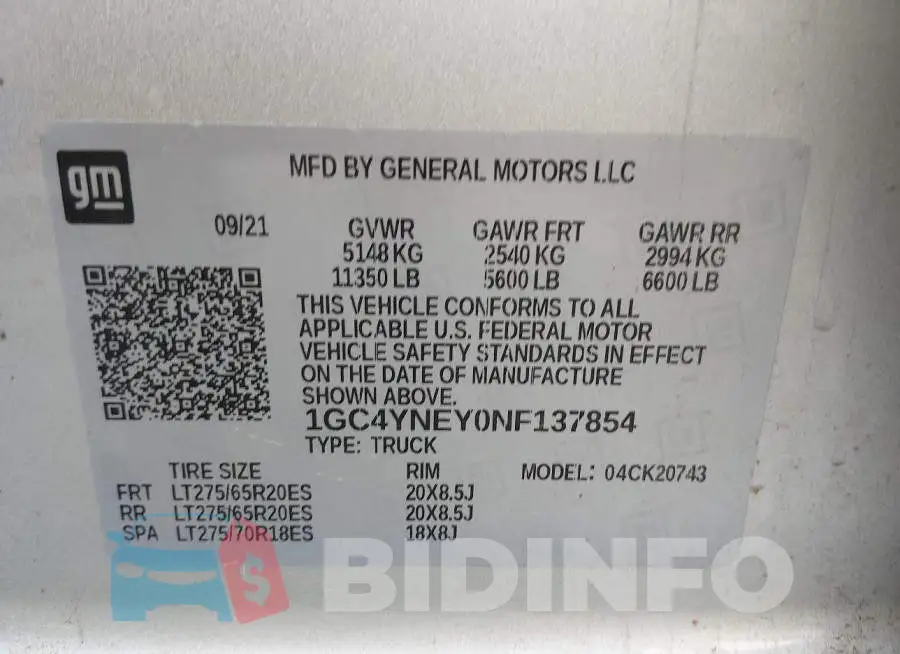 1GC4YNEY0NF137854 Photo# 9