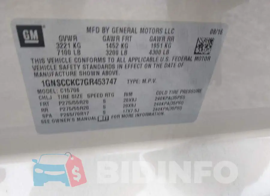 1GNSCCKC7GR453747 Photo# 9